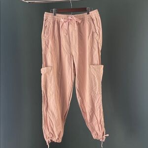 Pink Cargo Pants with Drawstring 100% cotton